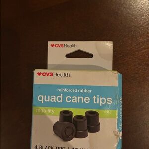 New CVS Health Black Quad Cane Tips - Pack of 4